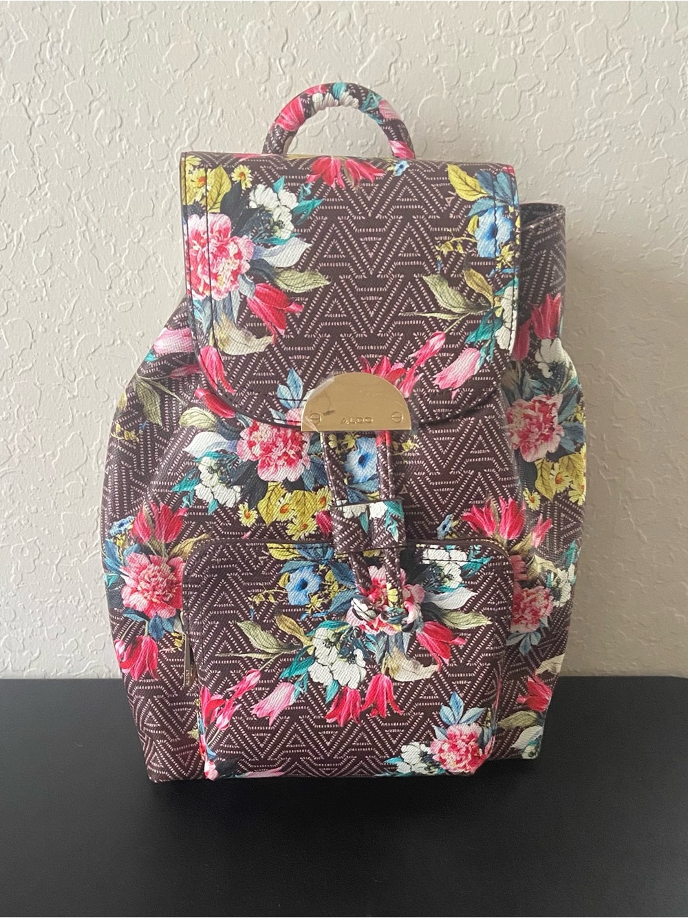 NWT ALDO Geometric Floral Backpack
- Brown Multi Faux Leather Rucksack